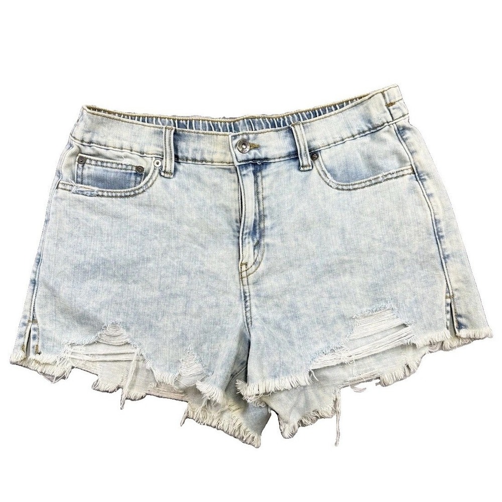Aerie Light Wash Distressed Cutoff Shorts Sz M  Raw Frayed Hem Summer Festival